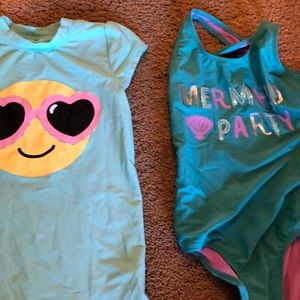 Swimming suit and rash guard